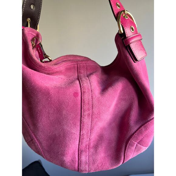 Vintage 2004 Coach Pink Suede Shoulder Bag - Picture 4 of 9